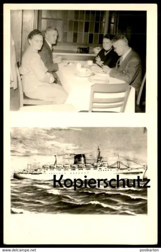 ÄLTERE POSTKARTE DAMPFER UNBEKANNT KAFFEE AN BORD PAAR FOTO KELCH BREMEN Photo Schiff ship Ansichtskarte AK cpa postcard
