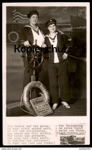 ALTE POSTKARTE NORDDEUTSCHER LLOYD BREMEN STEUERRAD 1929 Fotomontage Montage Photo Surrealisme Foto Schiff ship cpa