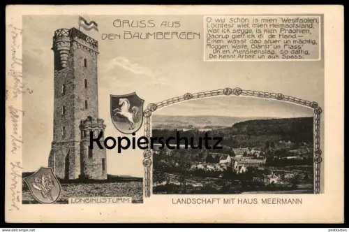 ALTE POSTKARTE GRUSS AUS DEN BAUMBERGEN LONGINUSTURM HAUS MEERMANN NOTTULN HAVIXBECK BILLERBECK Baumberge cpa postcard