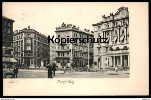 ALTE POSTKARTE WIEN I MORZINPLATZ 1906 WEINBERGER & FISCHER CAFÉ METROPOLE Regenschirm umbrella Vienna Vienne postcard