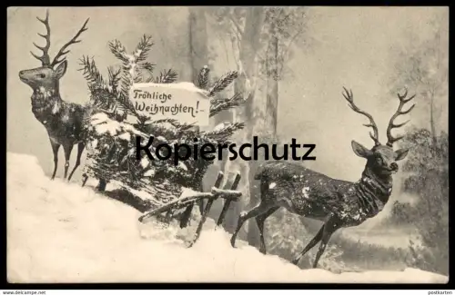ALTE POSTKARTE FRÖHLICHE WEIHNACHTEN HIRSCH REH DEER CHEVREUIL joyeux noel merry christmas postcard cpa Ansichtskarte AK