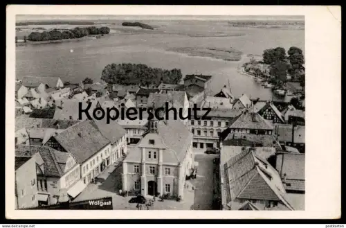 ALTE POSTKARTE WOLGAST VOGELSCHAU LUFTBILD PANORAMA Mecklenburg-Vorpommern 1956 cpa postcard Ansichtskarte AK