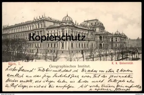 ALTE POSTKARTE WIEN I GEOGRAPHISCHES INSTITUT K. k. UNIVERSITÄT university geograpy université géographie cpa postcard