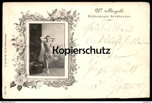 ALTE POSTKARTE TURNER H. BARGOLD EINBEINIGER RECKTURNER REICHSHALLENTHEATER ERFURT 1899 Behinderung handicap postcard