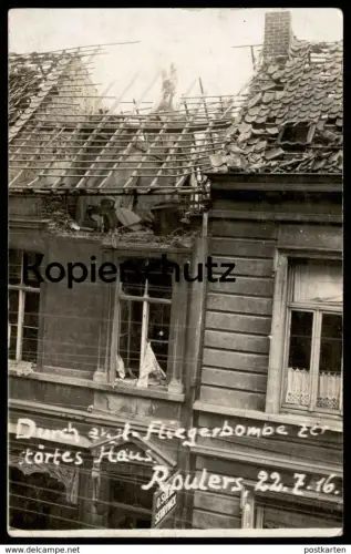 ALTE POSTKARTE ROULERS MAISON HAUS DURCH ENGLISCHE FLIEGERBOMBE ZERSTÖRT 1916 guere bomb bombe Roeselare Rousselare cpa