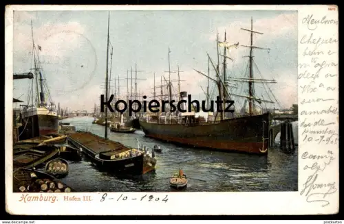 ALTE POSTKARTE HAMBURG HAFEN III Segelschiffe harbour havre port sailing cargo ship Schiff bateau à voiles cpa postcard