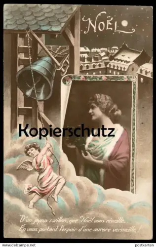 ALTE POSTKARTE JOYEUX CARILLON NOEL ENGEL GLOCKE ANGEL Ange clarine bell cloche AK Ansichtskarte cpa postcard