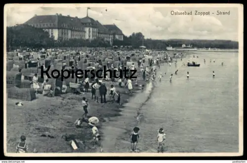 ALTE POSTKARTE OSTSEEBAD ZOPPOT STRAND 1929 SOPOT Photograph Fotograf photographer photographe postcard AK Ansichtskarte