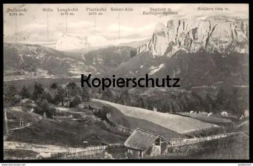 ALTE POSTKARTE AM RITTEN BEI BOZEN BLICK BEI PEMMERN Puflatsch Sella Langkofel Schlern Seiser Alm Santner Dolomiten