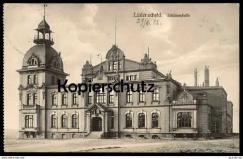 ALTE POSTKARTE LÜDENSCHEID SCHÜTZENHALLE 1912 AK Ansichtskarte cpa postcard Bahnpost-Stempel