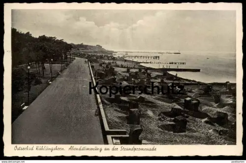 ALTE POSTKARTE OSTSEEBAD KÜHLUNGSBORN 1941 ABENDSTIMMUNG AN DER STRANDPROMENADE OSTSEE AK Ansichtskarte cpa