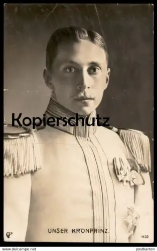 ALTE POSTKARTE UNSER KRONPRINZ WILHELM VON PREUSSEN Prinz medal emperor Orden Uniform Feldpost Aachen-Stadt cpa postcard