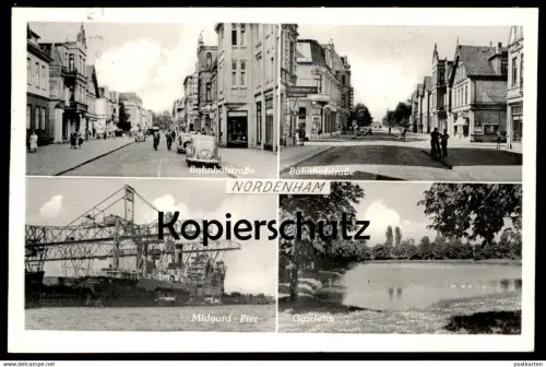 ALTE POSTKARTE NORDENHAM MIDGARD-PIER GATETEICH BAHNHOFSTRASSE ZEITUNG DIE WELT newspaper journal Auto old car