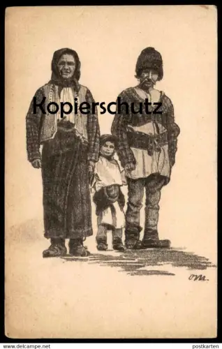 ALTE POSTKARTE LEUTE AUS DEN OSTKARPATHEN TRACHT Karpaten Karpathen Romania Karpaty traditional costume folklorique AK