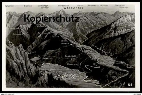 ÄLTERE POSTKARTE LANDKARTE WALSERTAL RIEZLERN HIRSCHEGG MITTELBERG OBERSTDORF REUTE KORNAU WASACH map carte géographique