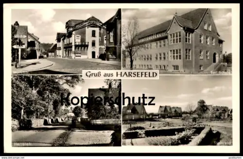 ALTE POSTKARTE GRUSS AUS HARSEFELD BERUFSSCHULE STEINFELD HERRENSTRASSE Schild Stade Helmste Revenahe Griemshorst AK cpa