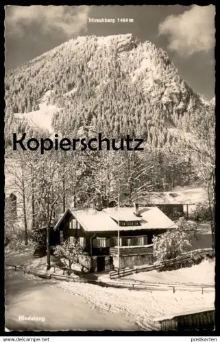 ÄLTERE POSTKARTE HINDELANG ALLGÄU JUGENDHERBERGE MIT HIRSCHBERG IM WINTER hiver Schnee snow neige postcard Ansichtskarte