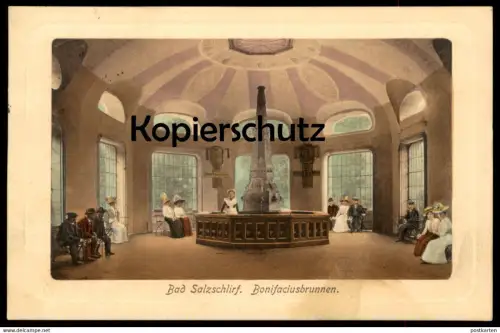 ALTE POSTKARTE BAD SALZSCHLIRF BONIFACIUSBRUNNEN Bonizfaziusbrunnen Brunnen Passepartout Quelle source spring fountain