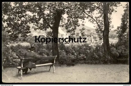 ALTE POSTKARTE BADEN-BADEN 1908 BLICK VON DER GRIECHISCHEN KAPELLE Person mit Hut hat chapeau view from greek chapel cpa