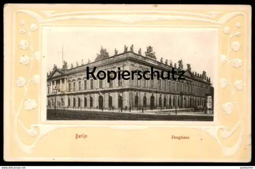ALTE PRÄGE PASSEPARTOUT POSTKARTE BERLIN ZEUGHAUS embossed postcard gaufrée gauffrée cpa Litfasssäule AK Ansichtskarte