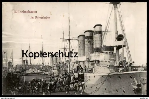 ALTE POSTKARTE WILHELMSHAVEN IM KRIEGSHAFEN Schiff steam battle ship bateau à vapeur Kriegsschiff warship cpa postcard