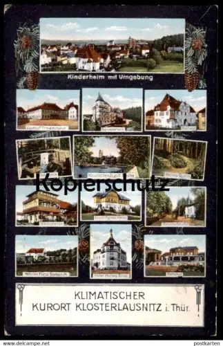 ALTE POSTKARTE KLIMATISCHER KURORT KLOSTERLAUSNITZ BAHNHOF KINDERHEIM WEINSCHENKE gare station Thüringen AK cpa postcard