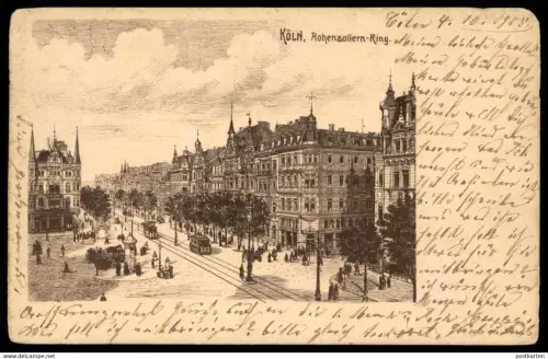 ALTE POSTKARTE KÖLN HOHENZOLLERNRING 1905 Hohenzollern-Ring Strassenbahn Tram Tramway Littfaßsäule Cöln AK cpa postcard