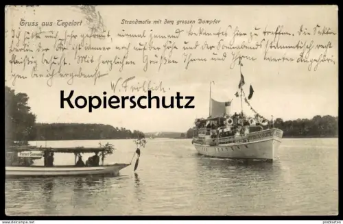 ALTE POSTKARTE GRUSS AUS TEGELORT DAMPFER SOPHIE CHARLOTTE FÄHRE SAATWINKEL Saat-Winkel Berlin Reinickendorf steamship