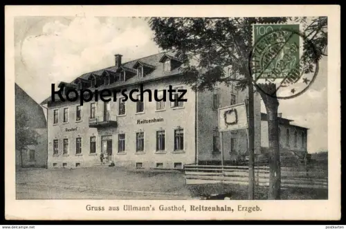 ALTE POSTKARTE REITZENHAIN GRUSS AUS ULLMANN'S GASTHOF ERZGEBIRGE Marienberg stamp on front Ansichtskarte postcard cpa