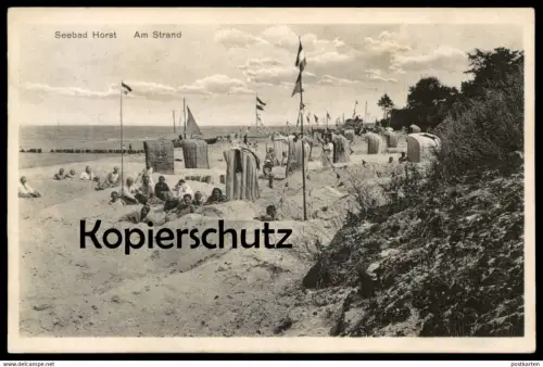 ALTE POSTKARTE SEEBAD HORST AM STRAND Pommern Niechorze Polen Poland Polska beach plage AK Ansichtskarte postcard cpa