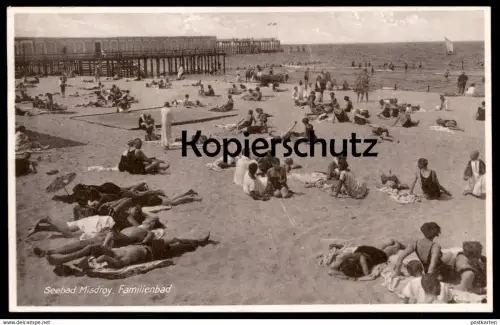 ALTE POSTKARTE MISDROY FAMILIENBAD MIEDZYZDROJE STRAND Bad Bademode bathing suit swimwear Ansichtskarte AK postcard