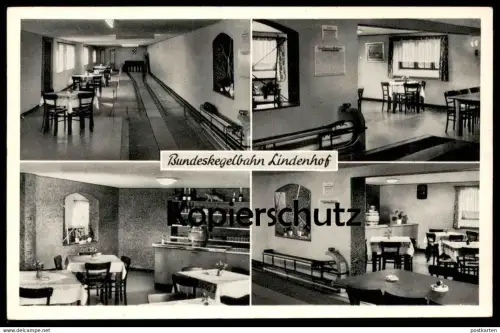ALTE POSTKARTE WARSTEIN BUNDESKEGELBAHN LINDENHOF Kegel kegeln jeu de quilles quille ninepins Ansichtskarte cpa postcard