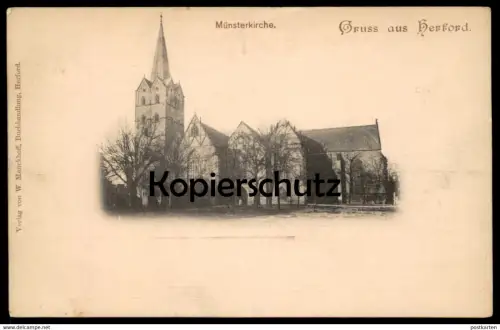 ALTE POSTKARTE GRUSS AUS HERFORD MÜNSTERKIRCHE VERLAG W. MENCKHOFF Kirche church église Ansichtskarte AK cpa postcard