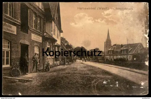 ALTE POSTKARTE HARSEWINKEL WESTFALEN BAHNHOFSTRASSE GASMÜHLE SEPPELFRICKE & VIEHMEYER Ansichtskarte AK postcard cpa