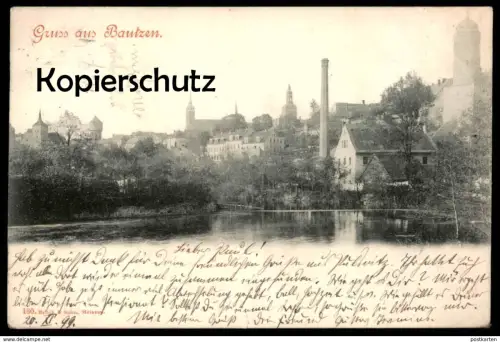 ALTE POSTKARTE GRUSS AUS BAUTZEN 1899 Totalansicht Gesamtansicht Total Sachsen AK Ansichtskarte postcard cpa