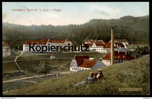 ALTE POSTKARTE HEILSTÄTTE ÜBERRUH ISNY BOLSTERNANG IM ALLGÄU ATELIER EUGEN FELLE ZWEI MÄNNER IM GRAS men AK postcard cpa