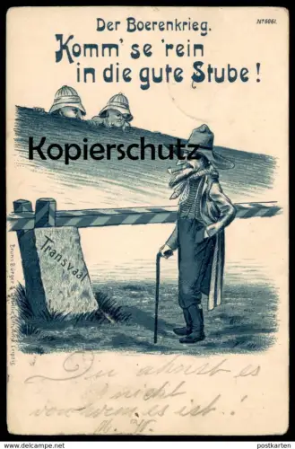 ALTE POSTKARTE BOERE BOERENKRIEG TRANSVAAL Burenkrieg Boerenoorlog Buren frontiere border Humor caricature postcard cpa