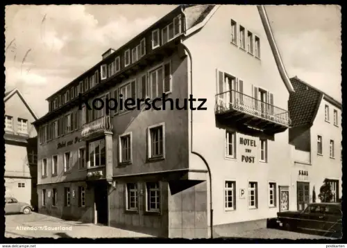 ALTE POSTKARTE ATTENDORN HOTEL ZUR POST INHABER CASPAR KERSTING VW Käfer Ansichtskarte AK postcard cpa