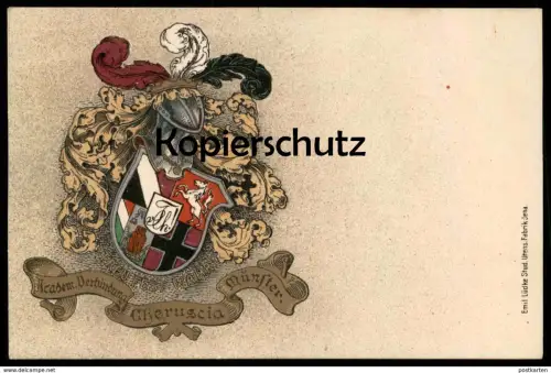 ALTE POSTKARTE MÜNSTER STUDENTICA STUDENTIKA CHERUSCIA TREU FEST WAHR Burschenschaft Ansichtskarte postcard cpa