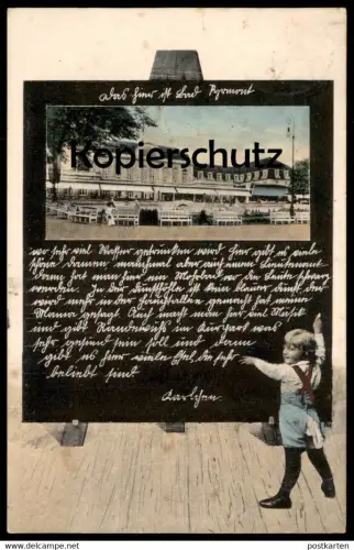 ALTE POSTKARTE DAS HIER IST BAD PYRMONT KARLCHEN SCHULTAFEL STAFFELEI Kind Tafel enfant tableau child humor AK postcard