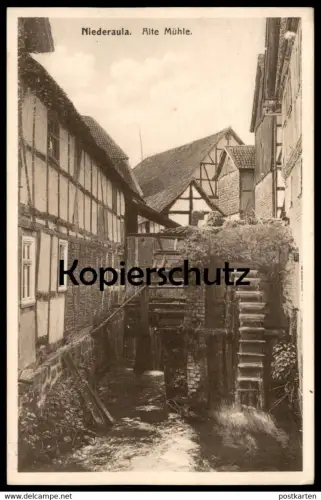 ALTE POSTKARTE NIEDERAULA ALTE MÜHLE WASSERMÜHLE FACHWERK Bauernhaus moulin molen mill Kreis Hersfeld Ansichtskarte AK