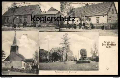 ALTE POSTKARTE GRUSS AUS GROSS KIRSCHBAUM Motorrad motorbike moto Jemiolow Lagow Petersdorf Lebus Oststernberg Neumark