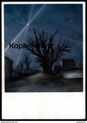 ALTE POSTKARTE NACHTZIELDARSTELLUNG DAS BILD DES KRIEGES AUSSTELLUNG DES LUFTGAUKOMMANDOS VI Berthold Rothmaier 1942