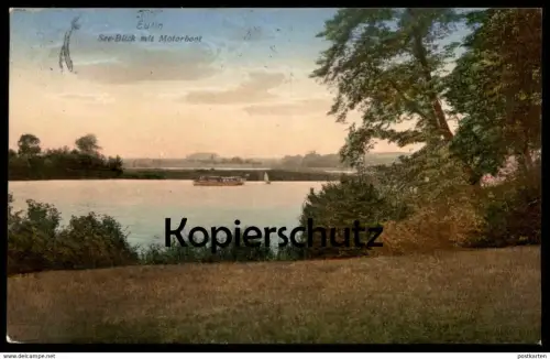 ALTE POSTKARTE EUTIN SEE-BLICK MIT MOTORBOOT 1923 BOOT SCHIFF HOSTEINISCHE SCHWEIZ cpa postcard AK Ansichtskarte