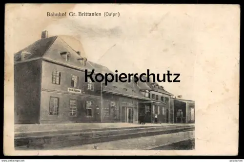 ALTE POSTKARTE BAHNHOF GROSS BRITTANIEN OSTPREUSSEN Schtscheglowka Kaliningrad Heinrichswalde Britanija Seckenburg AK