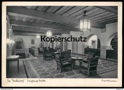 ALTE POSTKARTE DER PLATTERHOF OBERSALZBERG ÜBER BERCHTESGADEN EMPFANGSHALLE 1944 Hans Brandner postcard AK Ansichtskarte