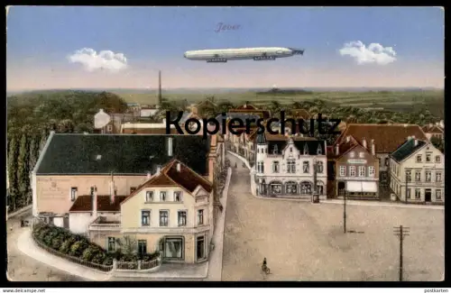 ALTE POSTKARTE JEVER PANORAMA MIT ZEPPELIN LUFTSCHIFF 1916 airship dirigible dirigeable Ansichtskarte postcard cpa