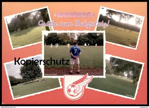POSTKARTE HAMBURG GRÜSSE VOM BOLZPLATZ ALSTERWIESEN MOLKENBUHER STRASSE STADTPARK Fussball soccer football area postcard