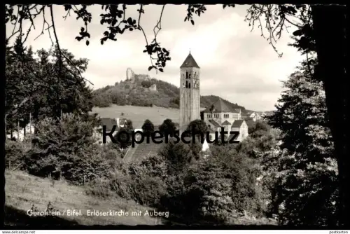 ÄLTERE POSTKARTE GEROLSTEIN EIFEL ERLÖSERKIRCHE MIT AUBERG Kirche church église Ansichtskarte AK cpa postcard