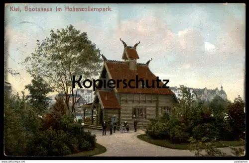 ALTE POSTKARTE KIEL BOOTSHAUS IM HOHENZOLLERNPARK 1907 Hohenzollern Park Ansichtskarte AK cpa postcard